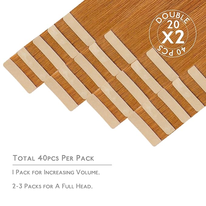WENNALIFE Tape in Hair Extensions Human Hair, 40pcs 100g 14 inch Auburn Ginger Remy Hair Straight Tape in Extensions Invisible Reusable Real Hair Extensiones De Cabello Humano
