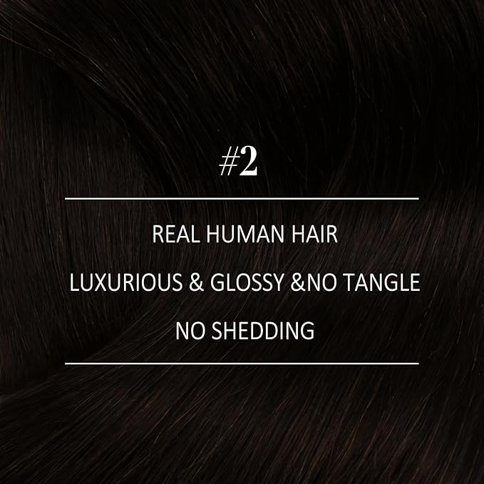 YoungSee 125G Sew in Hair Extensions Real Human Hair Darkest Brown Hand Tied Weft Hair Extensions Human Hair Dark Brown Human Hair Extensions Sew in 22Inch