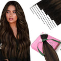 YoungSee Tape in Hair Extensions Real Human Hair Brown Balayage Tape in Hair Extensions Ombre Dark Brown Roots to Brown Tape-in Hair Extension Human Hair 14In for Everyday Wear 20pcs 50g