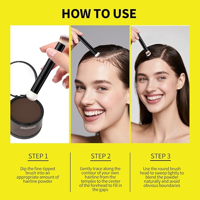 Gowwim Root Touch up Powder, Instantly Gray Hair Cover up Hairline Powder for Women & Men Waterproof and Sweatproof Root Cover Up Long-Lasting for Thinning & Loss Hair (Med Brown2, 10G+1)