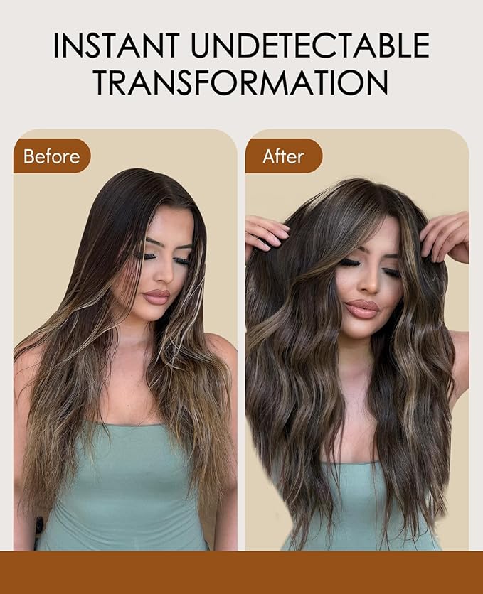 VINBAO Invisi Edge Tape in Extensions Human Hair, 14in 40g 20pcs Balayage Dark Brown Mixed Chestnut Brown Invisible Luxury Injected Tape in Hair Extensions 14inch #2/6/2
