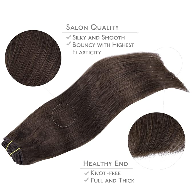 WENNALIFE Clip in Hair Extensions Real Human Hair, 24 Inch 120g 7pcs Light Dark Brown Hair Extensions Clip in Human Hair Remy Clip in Hair Extensions Real Human Hair Double Weft