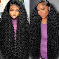 28 Inch 13x6 Deep Wave Lace Front Wigs Human Hair 200 Density 13x6 HD Lace Front Wigs Human Hair Pre Plucked Deep Curly Glueless Wig 100% Virgin Human Hair Lace Front Wigs for Women