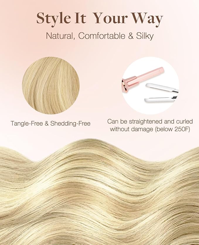 GOO GOO Invisi Edge Tape in Hair Extensions Human Hair, 17/22/60 Balayage Ash Blonde to Golden Blonde and Platinum Blonde 10pcs injected with 10pcs classical tape ins, 18inch 50g, Virgin Remy Hair