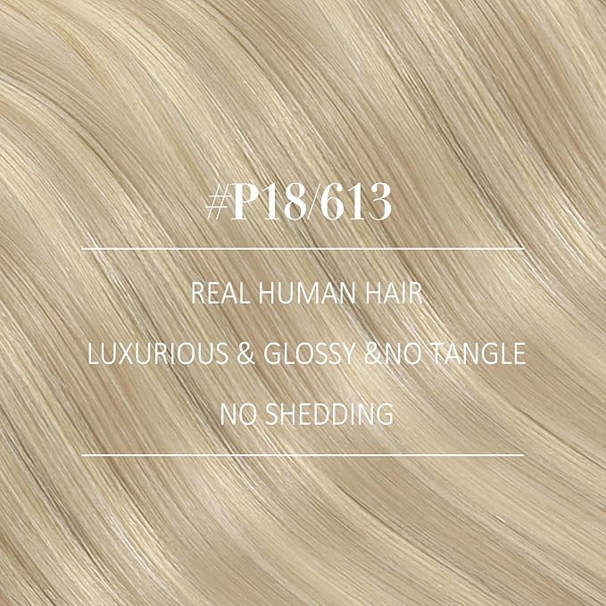 YoungSee 125G Weft Hair Extensions Blonde Highlight Sew in Hair Extensions Real Human Hair Warm Ash Blond Highlights Bleach Blonde Invisible Sew in Extensions for Women 22Inch