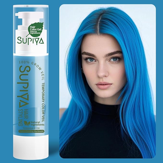 Temporary Hair Styling Color Serum, Green Blue Purple Red Hair Dye Color Gel Washable Natural Instant Hair Color Wax for DIY Hairstyle for Kids Men Women(Blue#15)