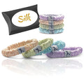 Silk Scrunchies for Women No Damage Mulberry Silk No Slip 4 Pack-Elastic Ponytail Girls Hair Ties | Skinny Hair Ties for Thin Thick Wavy or Curly Hair No Crease for Sleep and Sports (4, Light Pastel)