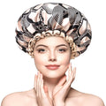 mikimini Shower cap for Women and Girls,Champagne Shower Caps with Lace, Double Layer Waterproof, Reusable, Washable, High-quality,Medium (Pack of 1)