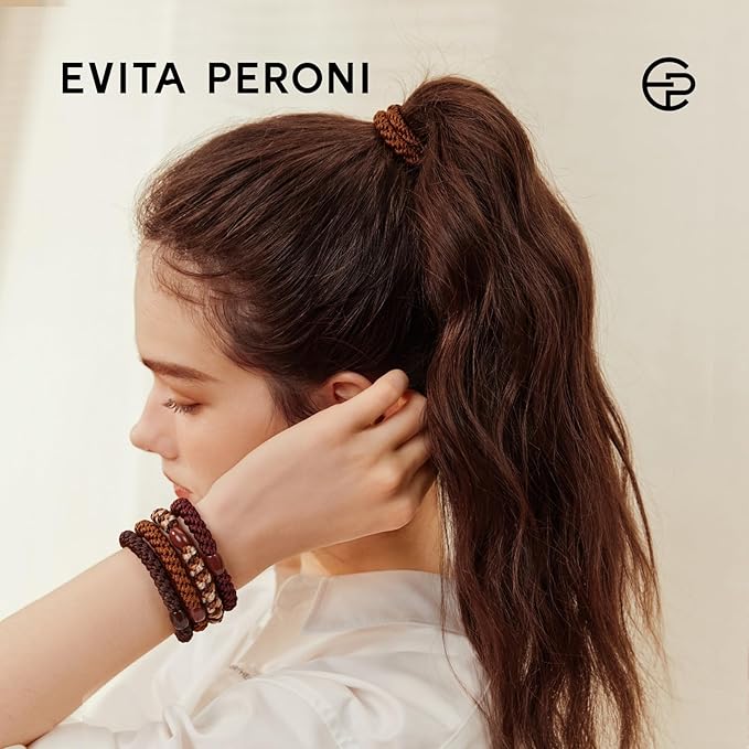 EVITA PERONI 12 Pcs Hair Ties, High Elastic Ponytail Holders, Hair Ties No Damage for Thick Curly Hair Women Men (Misty Matcha)
