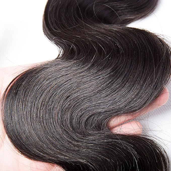 Natural Black Human Hair Bundles Color 1B Body Wave Bundles 1 Bundle 22 Inch Double Weft Real Natural Color Hair Weave Brazilian Grade 8A Virgin Remy Hair Extensions