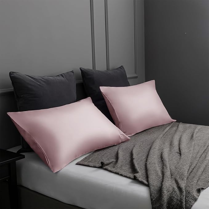 TELUS Pillow Cases King Size 2 Pack, Bamboo Rayon & Lyocell Pillowcase with Envelope Closure, Cooling Breathable Pillow Cover for Hot Sleeper & Night Sweats, 20x40 inch, Light Pink