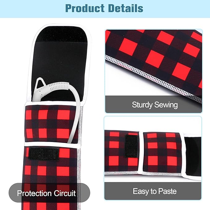 Women's Heat Resistant Neoprene Curling Iron Holder Flat Iron Curling Wand Travel Storage Cover Case Bag Pouch -Water-Resistant (Red lattice)