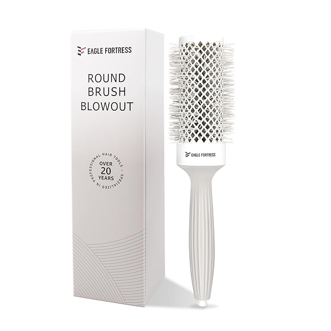 Eagle Fortress Round Brush for Blow Out, Thermal Ceramic Hair Brush for Blow Drying with Ionic Bristle for Professional Blowout Brushing - Grey, 43mm