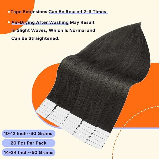 Full Shine Tape Ins Human Hair Extensions Color 1C Mocha Brown 16 Inch Natural Seamless Skin Weft Human Hair Extensions Tape in 50g Invisible Remy Extensions for Women Real Hair 20PCS