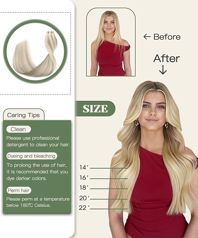 SURNEL Injected Seamless Tape in Hair Extensions Real Human Hair 22 Inch #18P60 Ash Blonde with Platinum Blonde Invisible Tape in Extensions 20 Pcs 50g(#18P60,22)