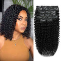 Curly Clip In Hair Extensions Human Hair 14 Inch 3C 4A 110g 8pcs Kinky Curly Clip Ins Full Head for Women Brazilian Remy Human Hair Extensions Natural Color with 20 Clips