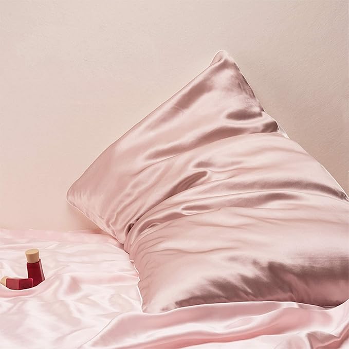 Oeko-TEX Certified Pink Silk Pillowcase for Sleeping Women Made in USA, 22 Momme Real Mulberry Silk Pillow Cases with Zipper, 6A Grade 100% Organic, Beauty Boost, 1 Pc 20"x26" (Standard, Pink)