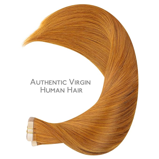 WENNALIFE Tape in Hair Extensions Human Hair, 40pcs 100g 22 inch Auburn Ginger Real Human Hair Straight Tape in Extensions Invisible Human Hair Extensions Reusable Real Hair Extensions