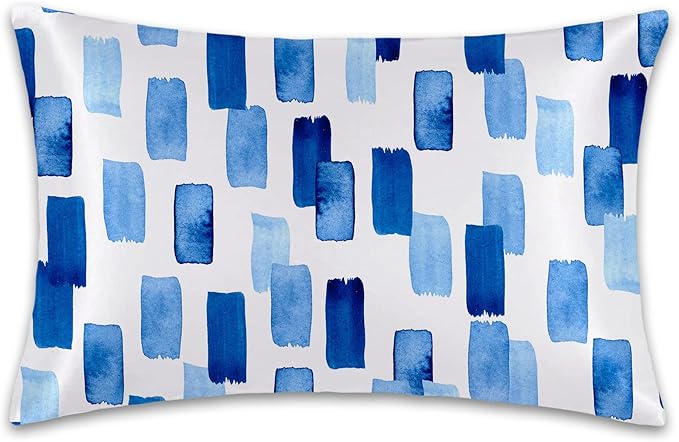 Satin Pillowcase 1 Pack-Modern Style Abstract Blue Silky Pillow Cover for Hair and Skin,King Size 20x36 Inch Soft Cooling Printed Pillow Cases with Hidden Zipper,Gifts for Women Men