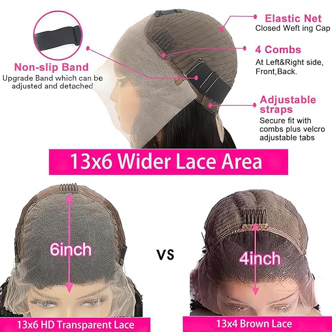 BVLBVL 28 Inch 13x6 Deep Wave Lace Front Wigs Human Hair 180 Density Curly Human Hair Wig HD Lace Frontal Wig Pre Plucked, Real Human Hair No Synthetic Blend No Tangle No Shedding Triple Lifespan 3X