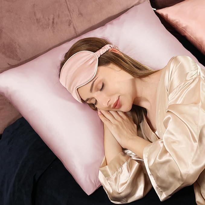 Adubor Silk Pillowcase Silk Pillow Case 2 Pack for Hair and Skin with Hidden Zipper, Both Sides 23 Momme Silk Pillow Case (Pink, King: 20''X36'')
