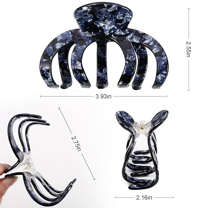Large Octopus Hair Clips for Women with Thick Hair, Tortoise Shell Octopus Claw Clips | Non-Slip Strong Hold Jaw Clamps, Fashion Hair Barrettes & Bobby Pins