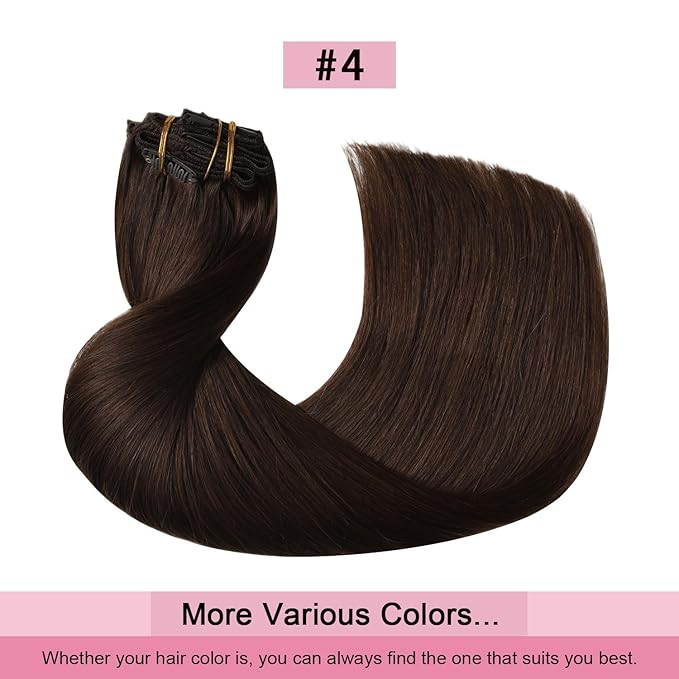 Pro2.0 Remy Real Human Hair Extensions Clip ins 120g Thick 7pcs Color #4 Chocolate Brown Remy Clip in Hair Extensions Real Human Hair 16inch Seamless Double Weft for Women（#4-16inch）