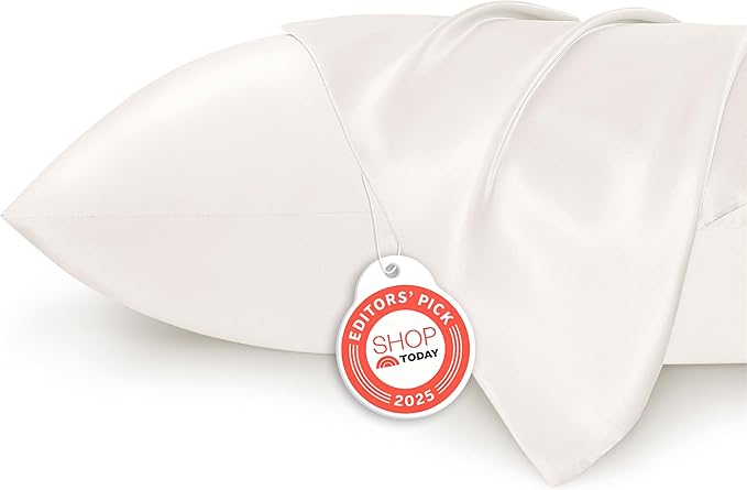 Bedsure King Size Satin Pillowcase Set of 2 - Ivory Silky Pillow Cases for Hair and Skin with Envelope Closure, Similar to Silk Pillow Cases, Gifts for Women Men, 20x36 Inches, 2pcs
