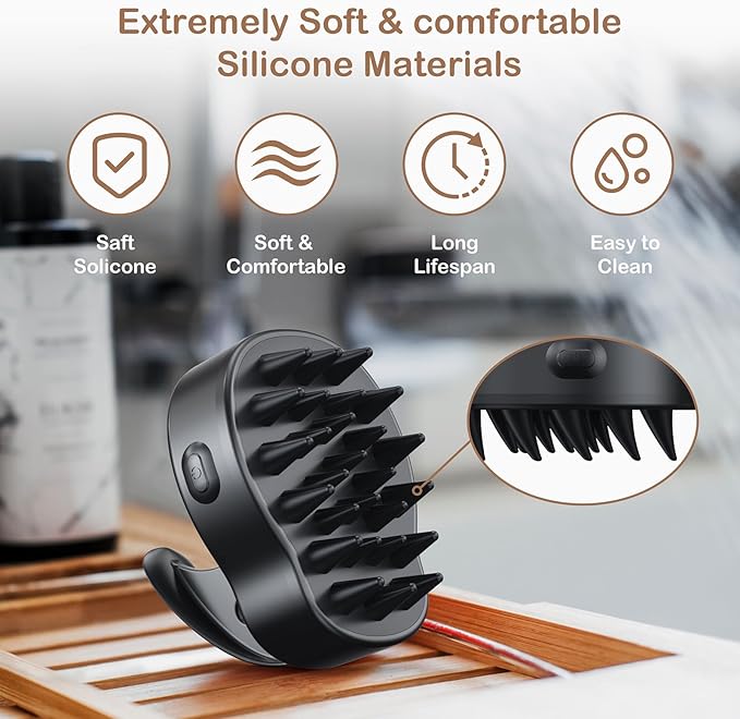 Electric Hair Scalp Massage Brush with Soft Silicone Bristles,3-Level Vibration,IPX6 Waterproof for Hair Growth & Dandruff Removal, Scalp Exfoliator(White)