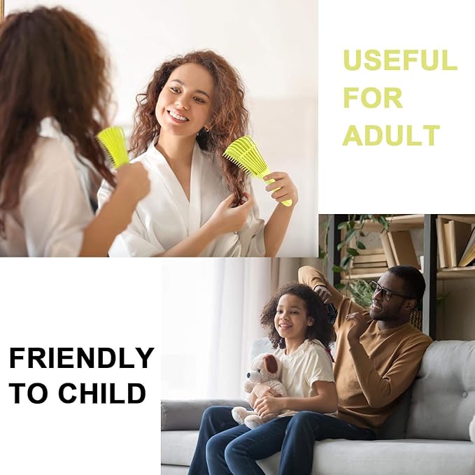 2 Pieces Detangling Brush for Afro America/African Hair Textured 3a to 4c Kinky Wavy/Curly/Coily/Wet/Dry/Oil/Thick/Long Hair, Knots Detangler Easy to Clean (Lemon Green, Black)
