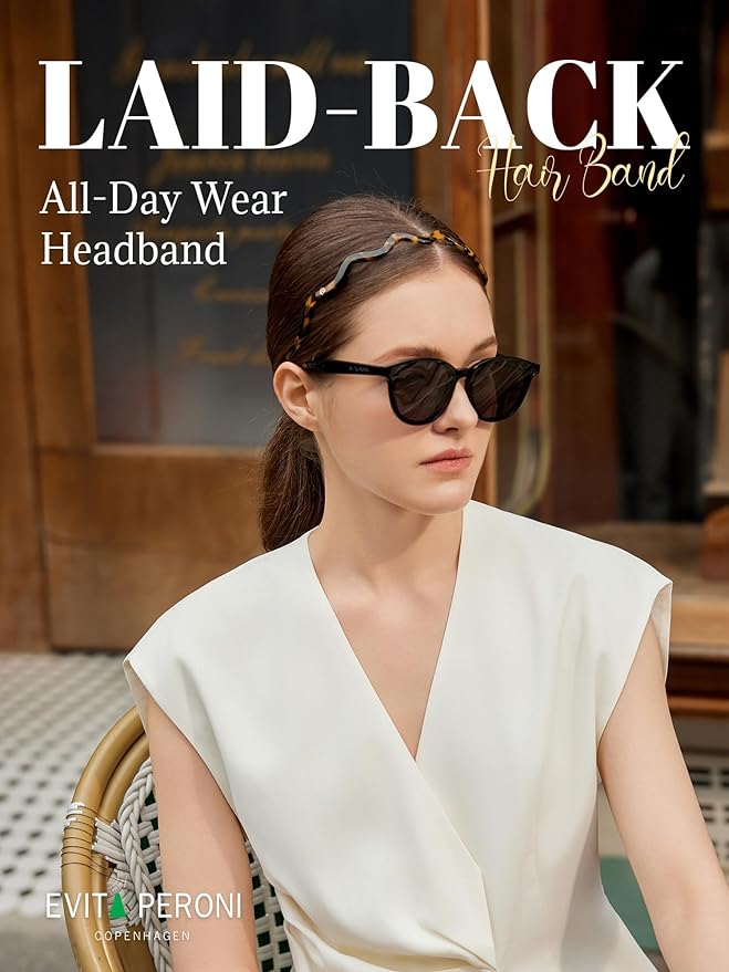 EVITA PERONI Wavy Glasses Headband Hair Band Designed for Eyewear, Comfortable Headbands for Women Fashion Thin Headbands Non Slip No Pressure, No Headache-Tortoise