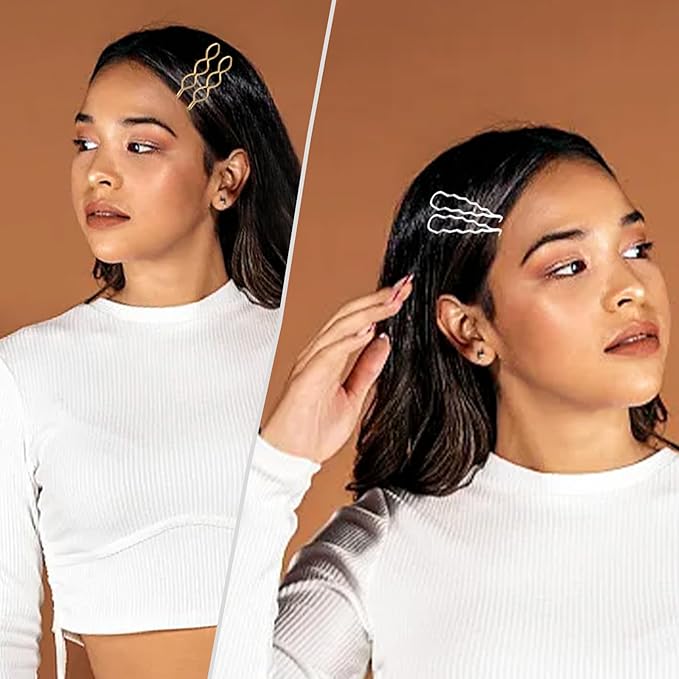 18 PCS Metal Geometric Elegant Hair Barrette Set Hair Styling Pins Women Girls Preppy Pearls Hair Clips Bridal Minimalist Bobby Pins Dainty Hair Accessories(Gold & Silver)