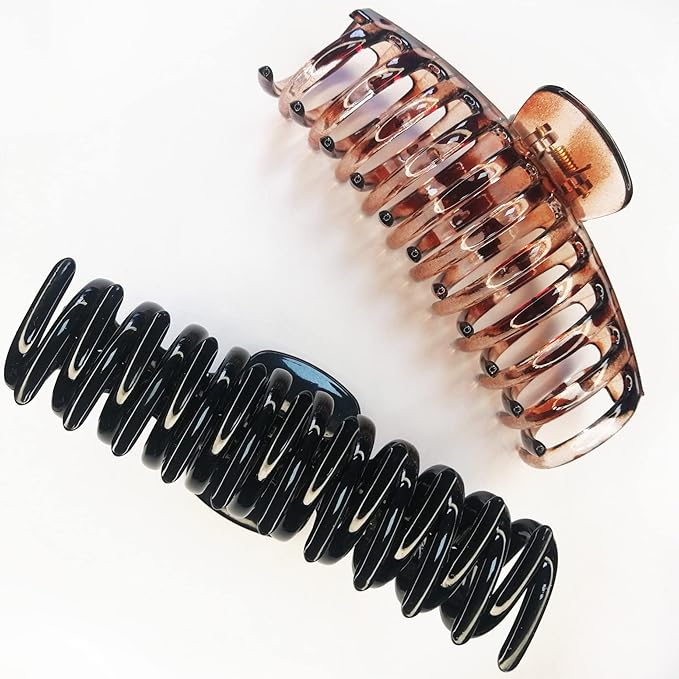 5.5 Inches Extra Large Hair Clips for Long Thick Hair Women’s Jumbo Hair Claw Clips 2 Counts in Set Hair Accessories (jaguar and black)