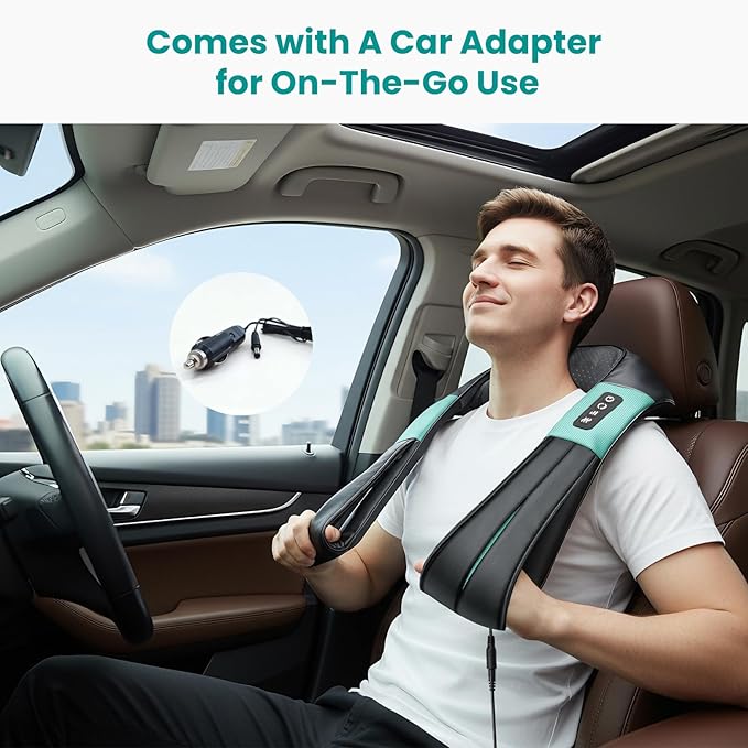 Nekteck Shiatsu Neck and Back Massager with Soothing Heat, Electric Deep Tissue 3D Kneading Massage Pillow for Shoulder Leg Full Body Muscle Pain Relief, Car Office and Home Use