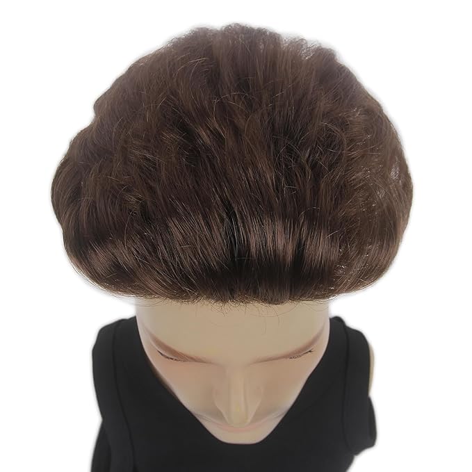 H&Bwig Men Short Toppers Hairpiece Clip in Hair Extensions for Covering White Loss Hair Toupee (Brown6060#6-10)