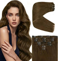 Ve Sunny Real Hair Extensions Clip in Human Hair Cool Ash Brown 22 inch Hair Extensions Clip ins Remy Straight Human Hair for Women 7pcs 120g