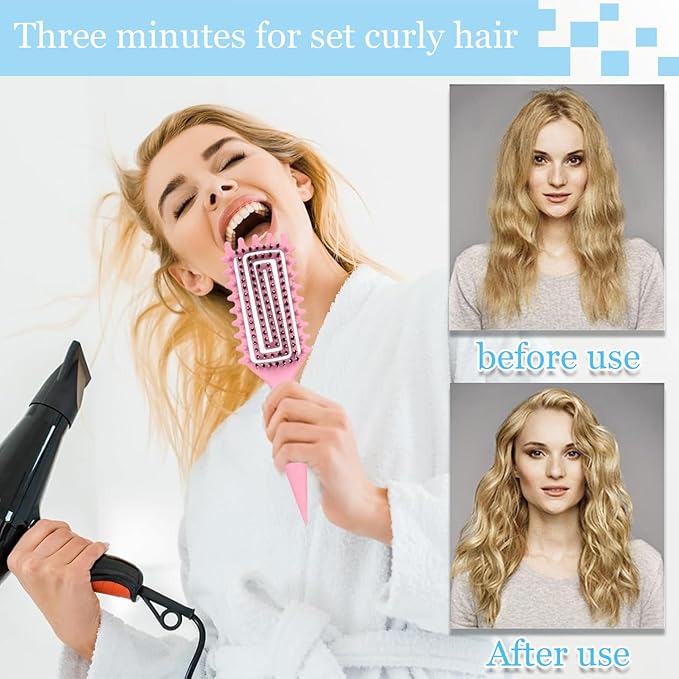 Curly Hair Brush,Curl Defining Brush,Slick Back Hair Brush,Rat Tail Comb,Edge Bristle Brush,Clip Claw,Bow,Satin Scrunchies,No Damage Hair Ties,Scarf Hair Ties,Gifts For Women,Best Gift Set(Pink)