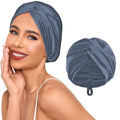 Adjustable Silk Satin Hair Bonnet for Sleeping Women, Double Layer, Silk Hair Wrap for Sleeping Women Men, Curly Natural Braid Straight Unisex - Slate Grey