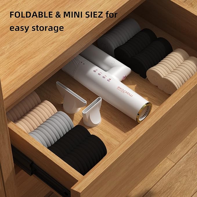 High Speed Hair Dryer, Travel Blow Dryer Foldable Ionic Small Professional Brushless Motor 9 Modes Portable One Touch Switch with Concentrator Nozzle Attachment for Home, Hotel, Salon
