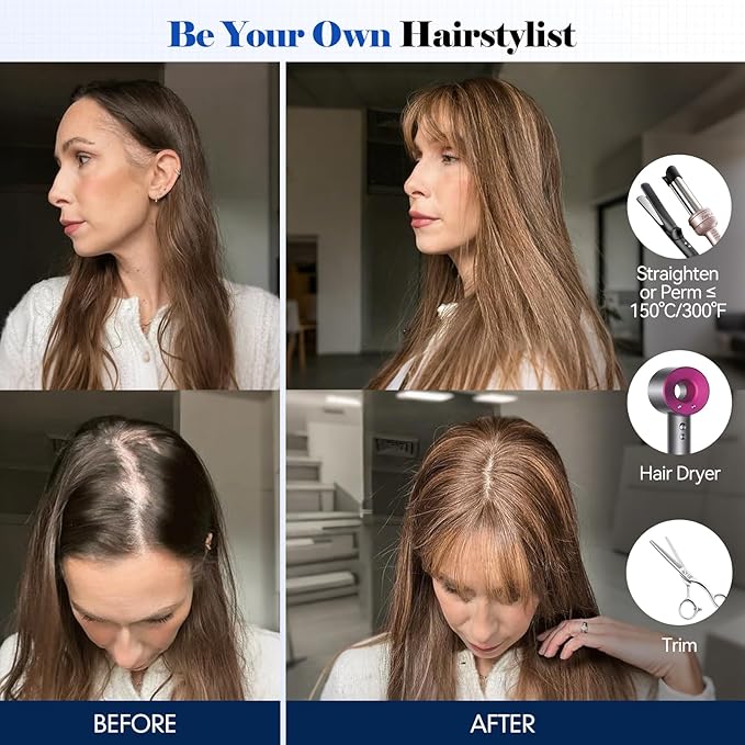 HAIRCUBE Hair Toppers For Women With Thinning 5"*5" Large Base Real Hair Toppers For Women, 14 Inch For Hand-Woven, 60g, Silk, Natural, realistic, Use Daily, Hairloss, Brown, No Bangs