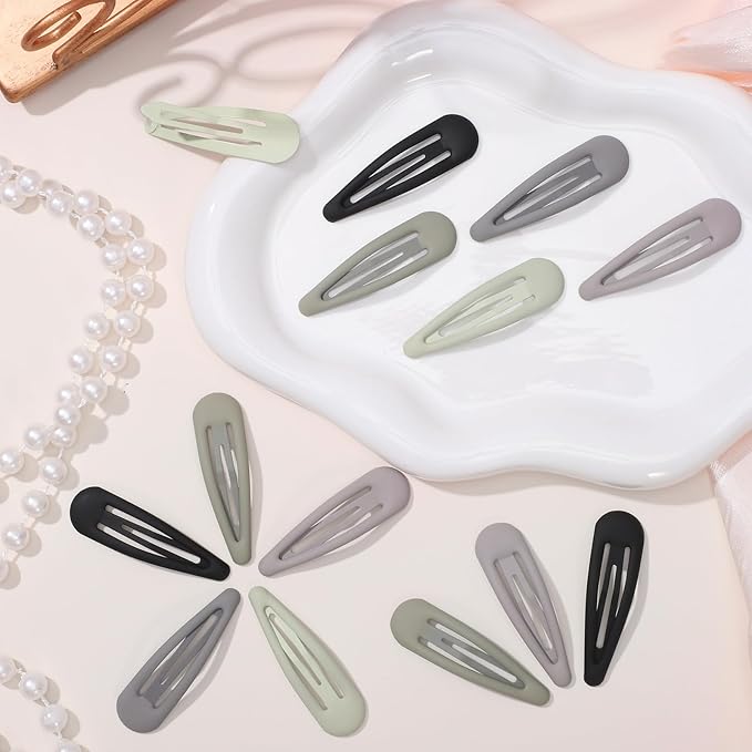 obeoby 30 Pcs 5 Colors Metal Snap Hair Clips, 2 Inch Matte Hair Barrettes Hair Accessories for Women Girls