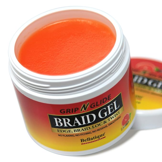 GRIP N GLIDE Braiding Gel Maximum Hold for LOC & Twist - No Flaking, No Whitening, Fast Drying, High Shine, Cool & Refreshing, Long Lasting Hold (5 oz)