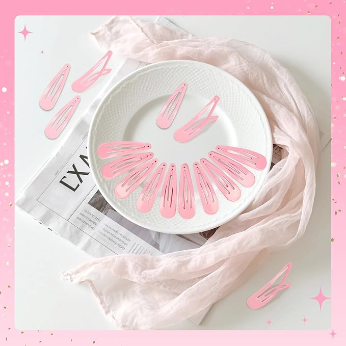 2 Inch Light Pink Hair Clips Barrettes Metal Snap Clips for Women Durable Water Drop Ideal Hair Accessories for Hairdressing Wedding and Everyday Use 20 pcs