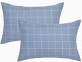 JELLYMONI 100% Natural Cotton Plaid Standard Pillowcases Set, 2 Pack Blue Checkered Pattern Printed Pillow Covers with Envelope Closure (Pillows are not Included)
