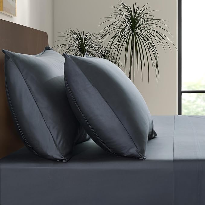 Luxury Bamboo Market | Queen Envelope Pillowcase Set | 100% Viscose Made from Bamboo | Organically Grown | Ultra Soft | Cooling | 2pcs [Charcoal Grey]