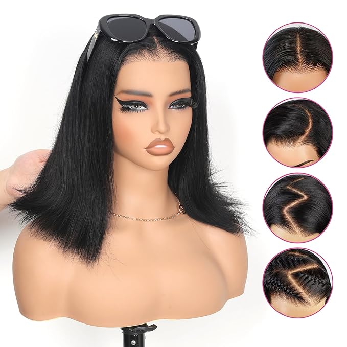 210% Density Lace Frontal Bob Wig Human Hair 12A Brazilian Virgin 9x6 Glueless Wigs Human Hair Pre Plucked Pre Cut HD Transparent Lace Wigs 10 Inch