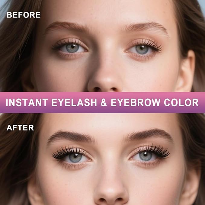 Eyelash & Eyebrow Color Kit, Professional Instant Lash & Brow Color Kit, Easy to Use with Natural Results, DIY Hair Coloring Eye Brow & Eye Lash Set for Beginner Salon Beauty 7ml (Black)