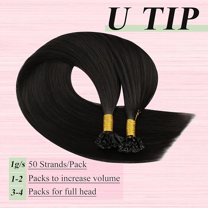 YoungSee U Tip Hair Extensions Human Hair Dark Brown U Tips Real Hair Extensions for Long Hair Dark Brown 22 Inch 50s/50g