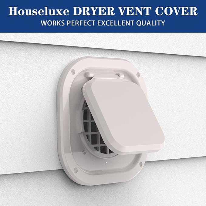 Dryer Vent Cover Outside 4 inch, Magnetic Door Design, Durable Airflow Vent with Lint Trap Screen, Thickened Material, 7 inch x 7 inch Size, Beige
