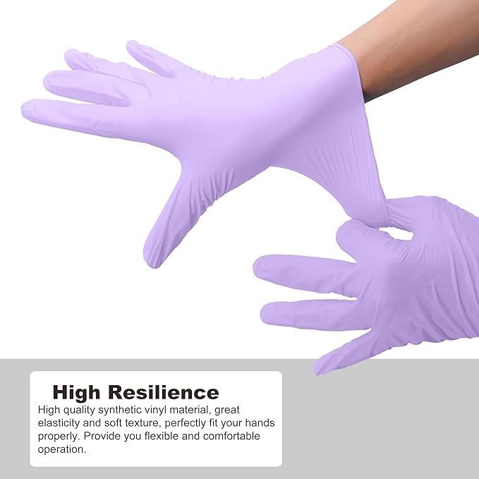 Disposable Gloves Small, Nitrile and Vinyl Blend Material Gloves, Latex Free 4 Mil 100 Pc Food Grade Glove for Cleaning, Food Prep, Hair Dye, Tattoo, Purple